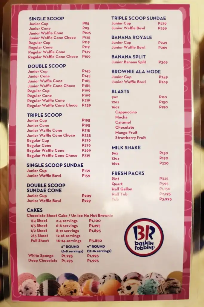 Baskin Robbins Menu With Prices, Pictures, Calories & PDF | Updated 2026