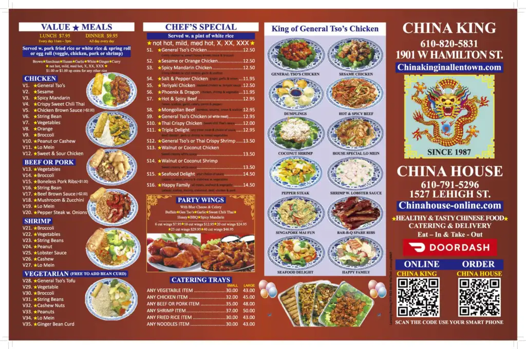 china king specialties menu