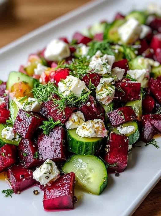 Beet and Cucumber Feta Salad
