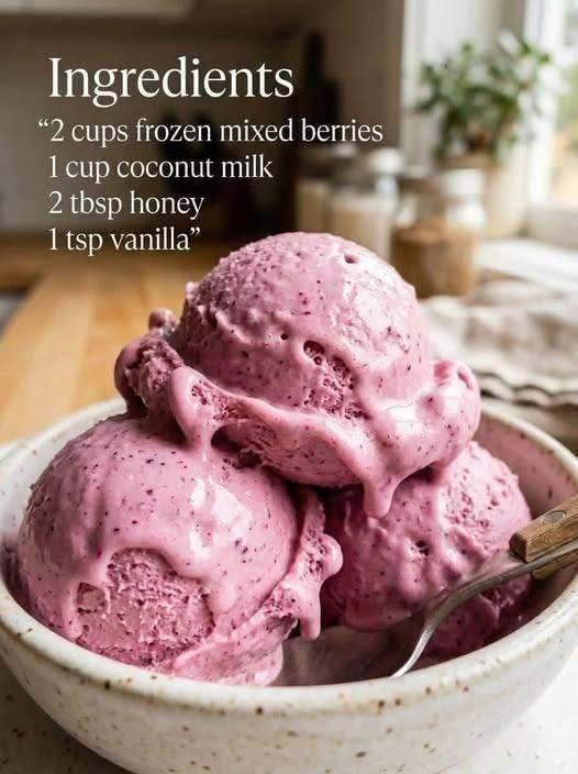 Mixed Berry Coconut Ice Cream (No-Churn)