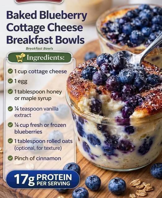 Baked Blueberry Cottage Cheese Breakfast Bowls