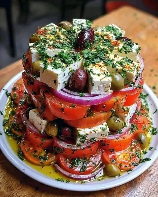 Greek Feta Salad Tower