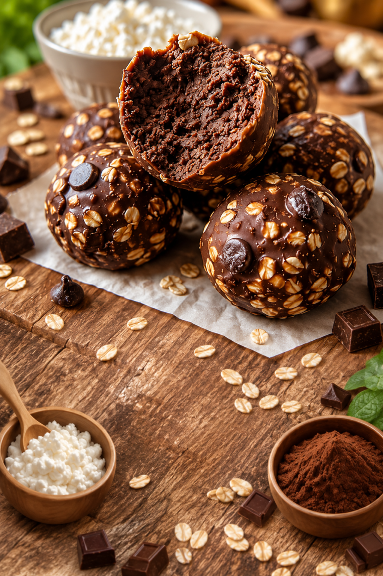 No-Bake Cottage Cheese Brownie Batter Protein Bites