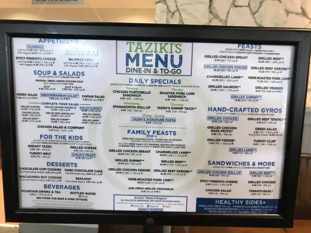 Tazikis Menu With Prices USA 2026: Gyros, Feasts, and Catering